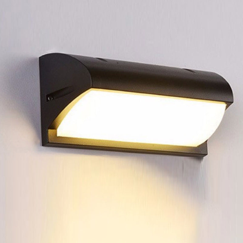 Lisslune | Arc/Rectangle/Oblong LED Wall Light Contemporary Aluminium Black Flush Mount Wall Light for Courtyard