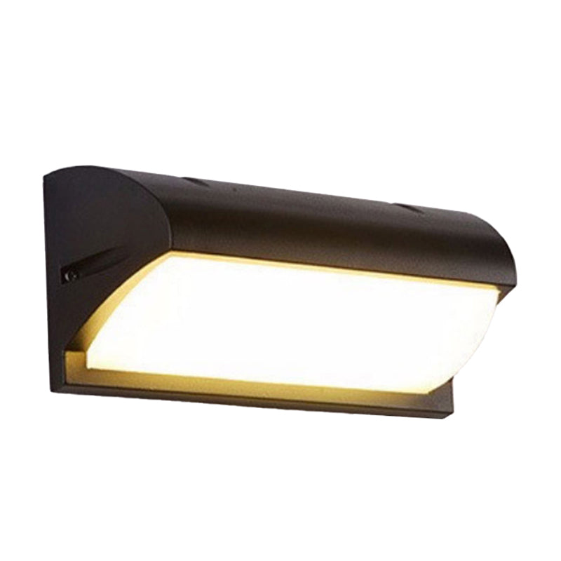 Lisslune | Arc/Rectangle/Oblong LED Wall Light Contemporary Aluminium Black Flush Mount Wall Light for Courtyard