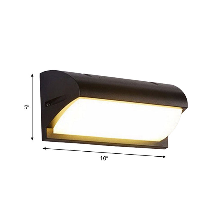 Lisslune | Arc/Rectangle/Oblong LED Wall Light Contemporary Aluminium Black Flush Mount Wall Light for Courtyard