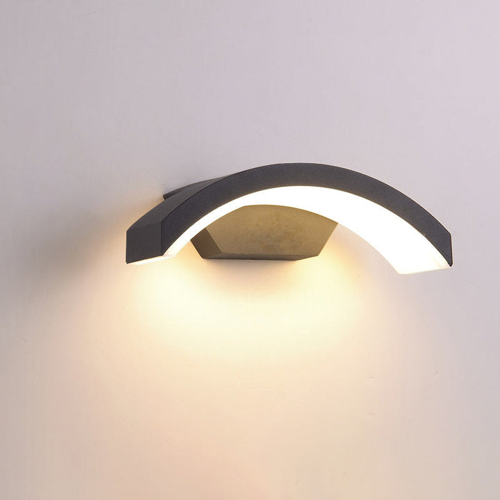 Lisslune | Arc/Rectangle/Oblong LED Wall Light Contemporary Aluminium Black Flush Mount Wall Light for Courtyard