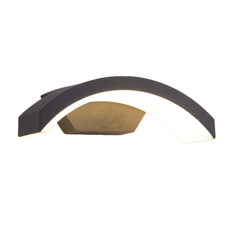 Lisslune | Arc/Rectangle/Oblong LED Wall Light Contemporary Aluminium Black Flush Mount Wall Light for Courtyard