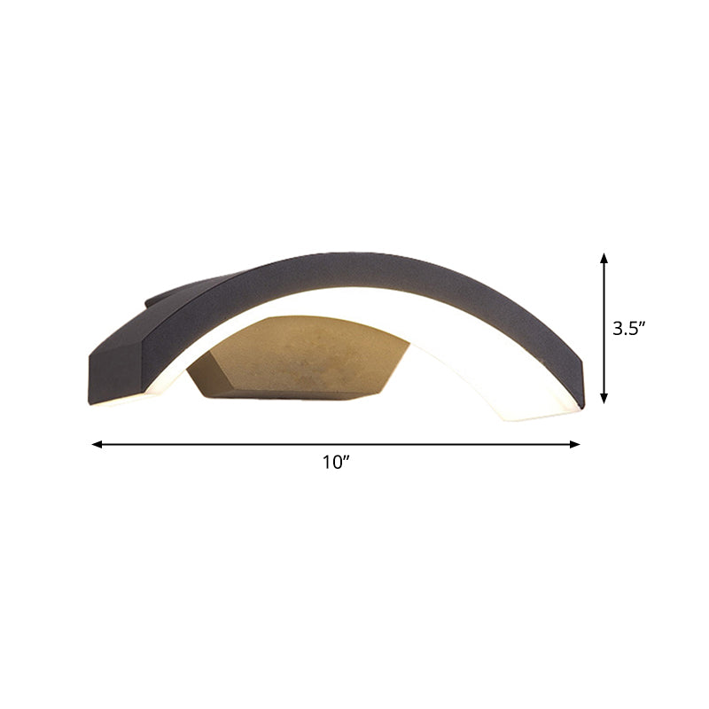 Lisslune | Arc/Rectangle/Oblong LED Wall Light Contemporary Aluminium Black Flush Mount Wall Light for Courtyard