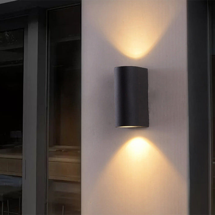 Lisslune | Black Small/Big Cylinder Wall Lamp Minimalist Aluminum LED Flush Wall Light for Outdoor Areas