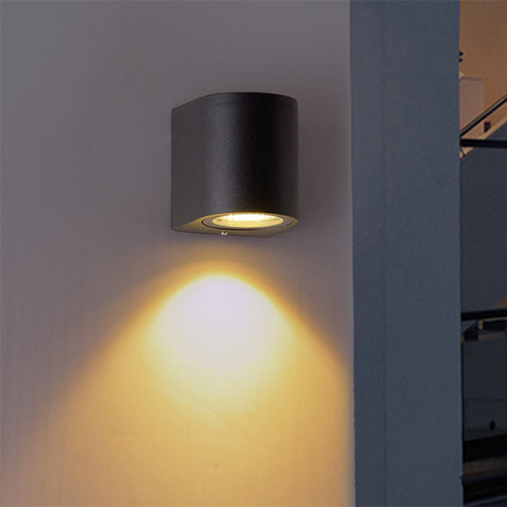 Lisslune | Black Small/Big Cylinder Wall Lamp Minimalist Aluminum LED Flush Wall Light for Outdoor Areas