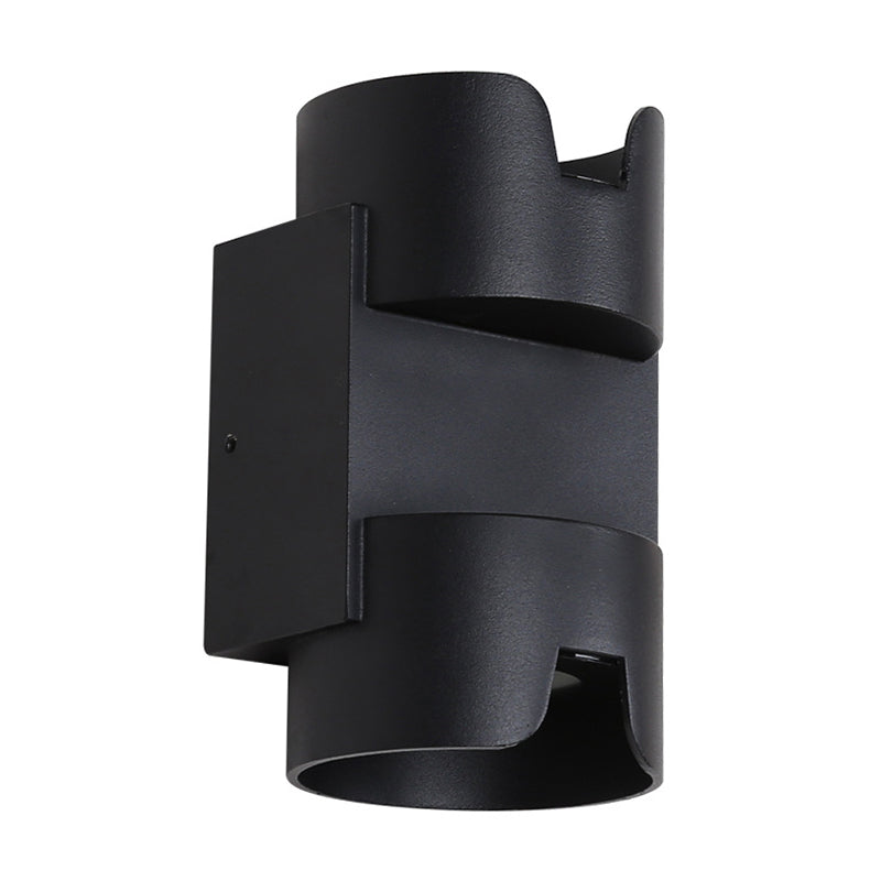 Lisslune | Patio LED Ceiling Recessed Wall Lamp Simple Black Up Down Light with Cylinder Metal Shade
