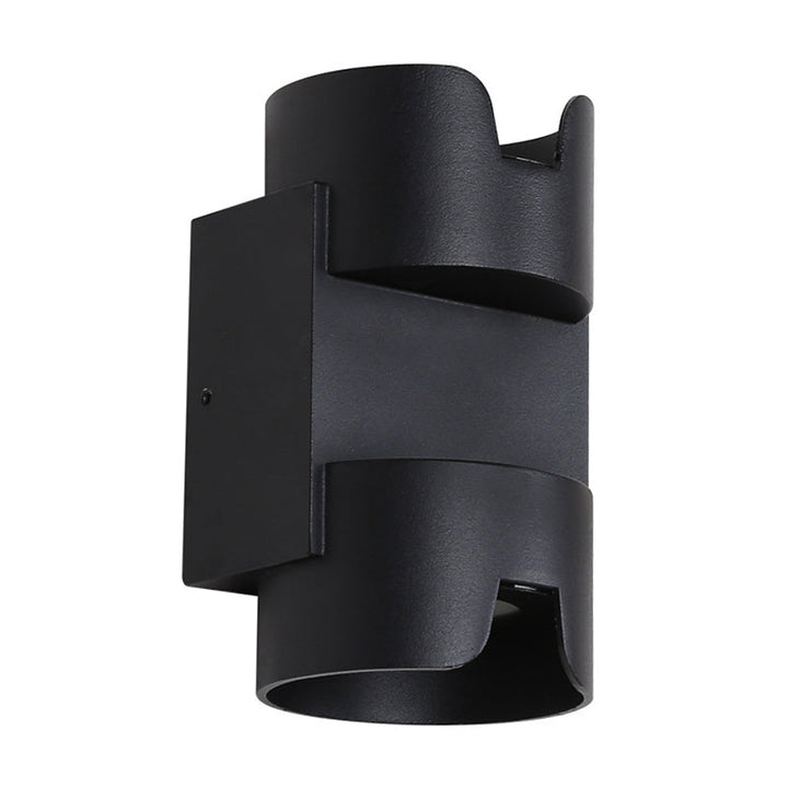Lisslune | Patio LED Ceiling Recessed Wall Lamp Simple Black Up Down Light with Cylinder Metal Shade