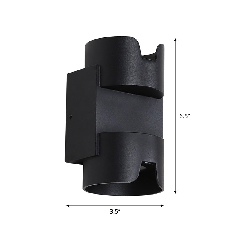 Lisslune | Patio LED Ceiling Recessed Wall Lamp Simple Black Up Down Light with Cylinder Metal Shade