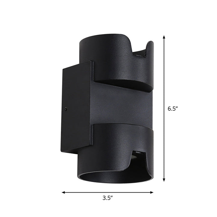 Lisslune | Patio LED Ceiling Recessed Wall Lamp Simple Black Up Down Light with Cylinder Metal Shade