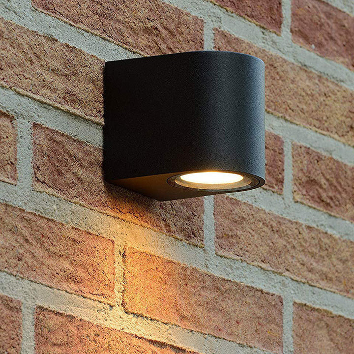 Lisslune | Modern 1/2-Light LED Outdoor Wall-Mounted Black Triangle/Cylinder/Rectangle Sconces Lighting with Metal Shade