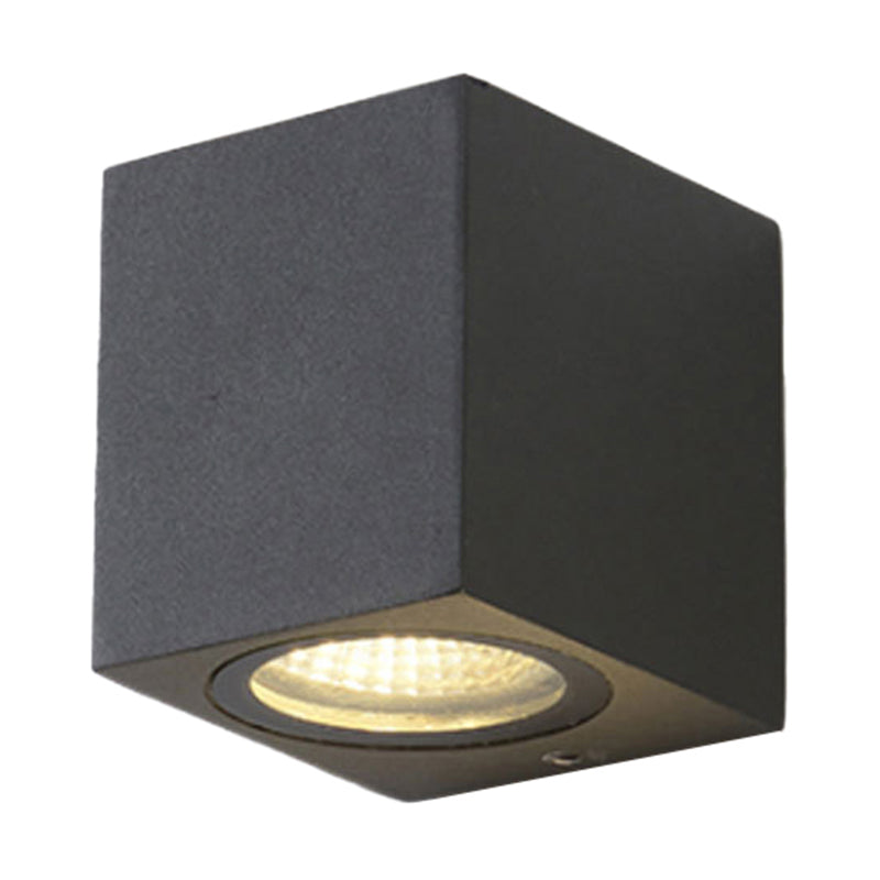 Lisslune | Modern 1/2-Light LED Outdoor Wall-Mounted Black Triangle/Cylinder/Rectangle Sconces Lighting with Metal Shade