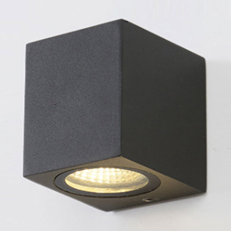 Lisslune | Modern 1/2-Light LED Outdoor Wall-Mounted Black Triangle/Cylinder/Rectangle Sconces Lighting with Metal Shade