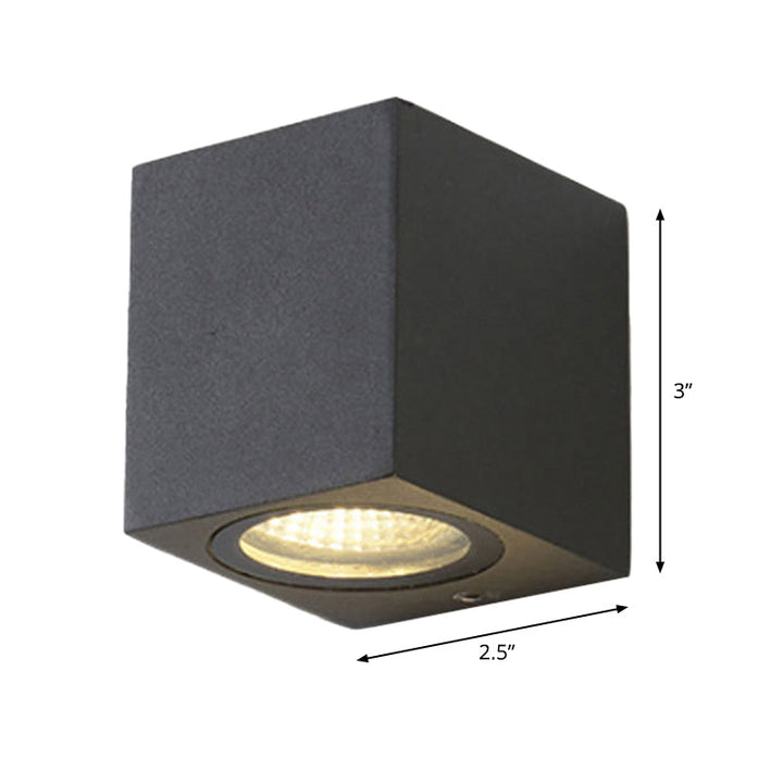 Lisslune | Modern 1/2-Light LED Outdoor Wall-Mounted Black Triangle/Cylinder/Rectangle Sconces Lighting with Metal Shade