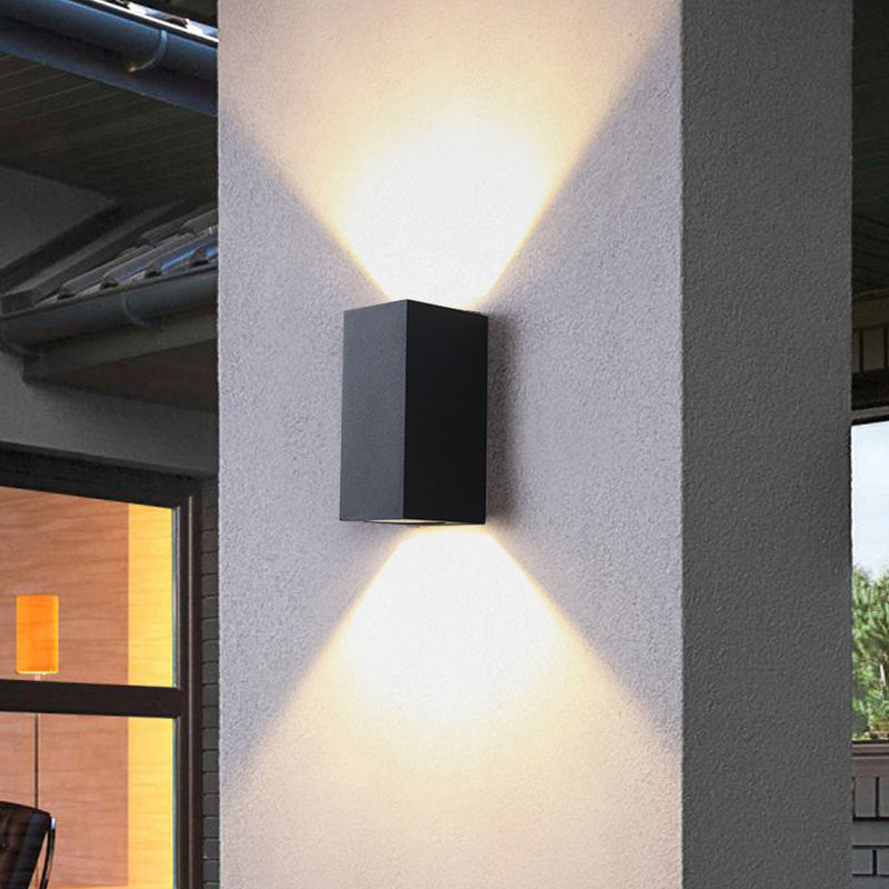 Lisslune | Modern 1/2-Light LED Outdoor Wall-Mounted Black Triangle/Cylinder/Rectangle Sconces Lighting with Metal Shade