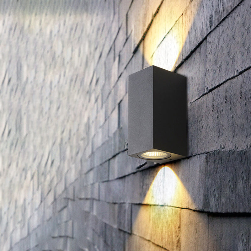 Lisslune | Modern 1/2-Light LED Outdoor Wall-Mounted Black Triangle/Cylinder/Rectangle Sconces Lighting with Metal Shade