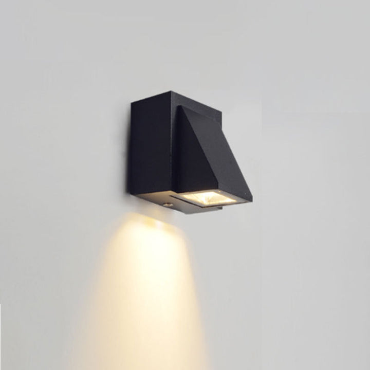 Lisslune | Modern 1/2-Light LED Outdoor Wall-Mounted Black Triangle/Cylinder/Rectangle Sconces Lighting with Metal Shade