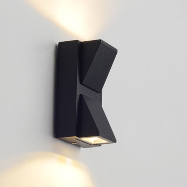 Lisslune | Modern 1/2-Light LED Outdoor Wall-Mounted Black Triangle/Cylinder/Rectangle Sconces Lighting with Metal Shade