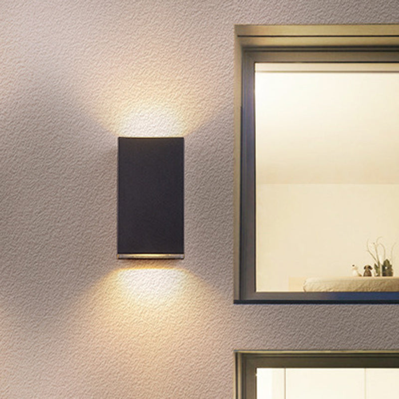 Lisslune | Rectangle/Cylinder/Triangle Wall Lamp Simplicity Metal 1/2-Light Black Finish LED Ceiling Mount for Porch