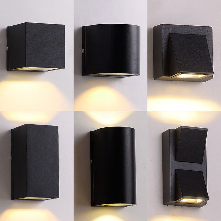 Lisslune | Rectangle/Cylinder/Triangle Wall Lamp Simplicity Metal 1/2-Light Black Finish LED Ceiling Mount for Porch