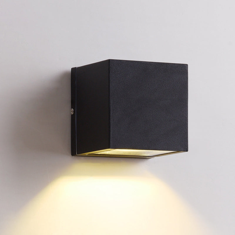 Lisslune | Rectangle/Cylinder/Triangle Wall Lamp Simplicity Metal 1/2-Light Black Finish LED Ceiling Mount for Porch