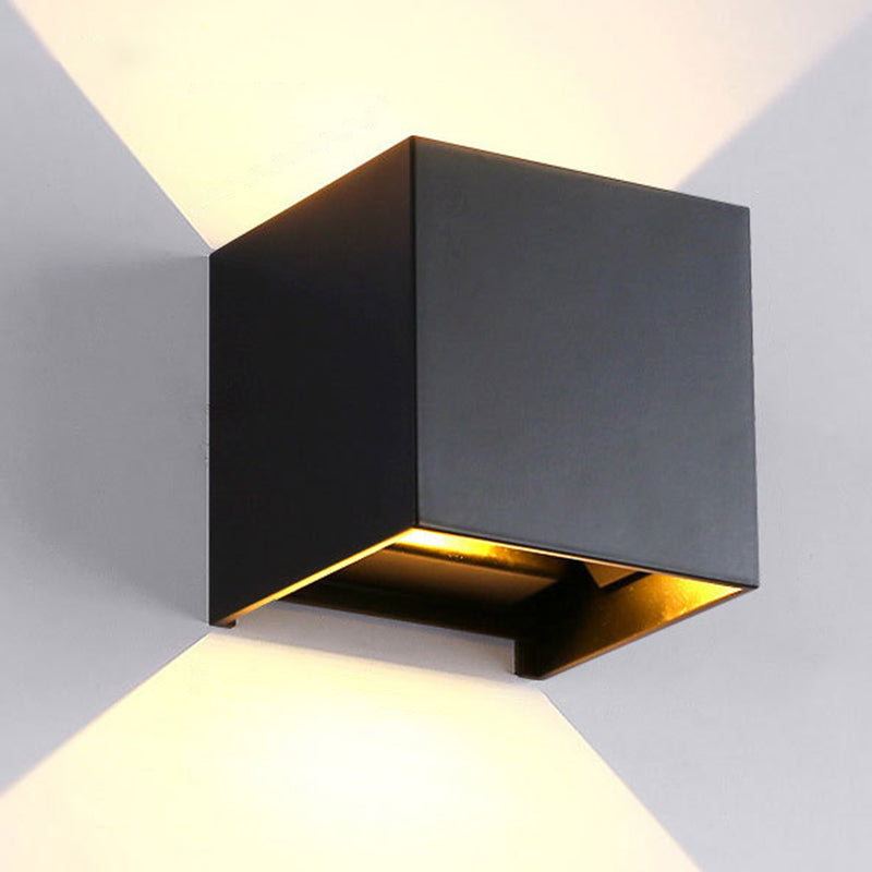 Skørter | Cube/Triangle/Cylinder Wall Light Fixture Nordic Metal Black Up and Down LED Wall Light for Outdoor