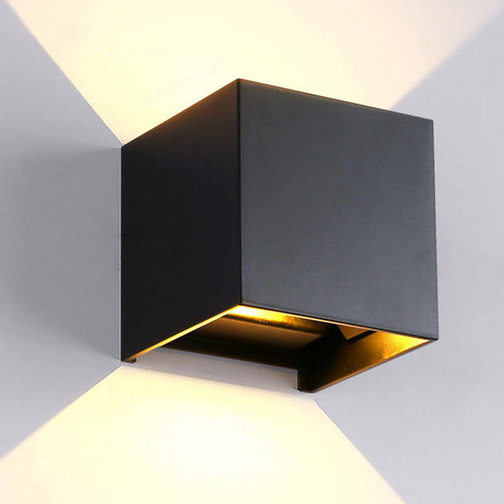 Skørter | Cube/Triangle/Cylinder Wall Light Fixture Nordic Metal Black Up and Down LED Wall Light for Outdoor