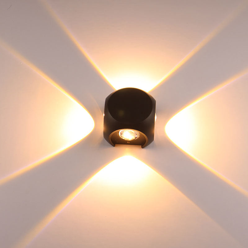 Lisslune | Mini Cube Wall Washer Sconce Nordic Aluminium 2/4-Head Living Room LED Wall Light in Black/White