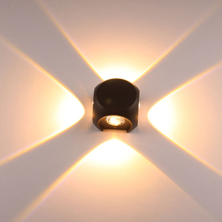 Lisslune | Mini Cube Wall Washer Sconce Nordic Aluminium 2/4-Head Living Room LED Wall Light in Black/White