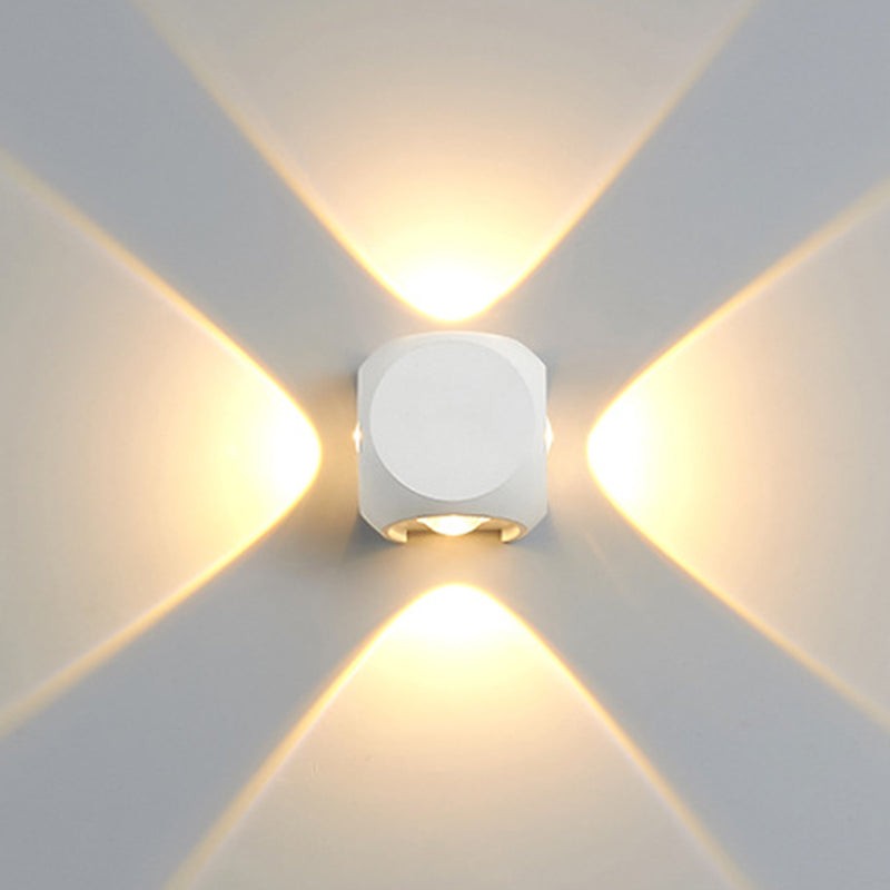 Lisslune | Mini Cube Wall Washer Sconce Nordic Aluminium 2/4-Head Living Room LED Wall Light in Black/White
