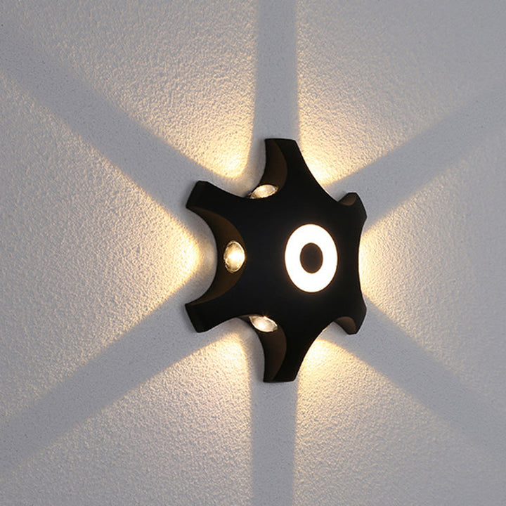Lisslune | Snowflake Outdoor LED Wall Light Plastic 6-Bulb Modern Ceiling Light Wall Light in Black, Warm/White Light