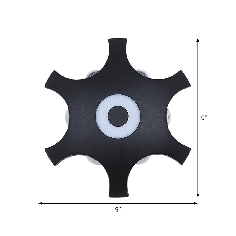 Lisslune | Snowflake Outdoor LED Wall Light Plastic 6-Bulb Modern Ceiling Light Wall Light in Black, Warm/White Light