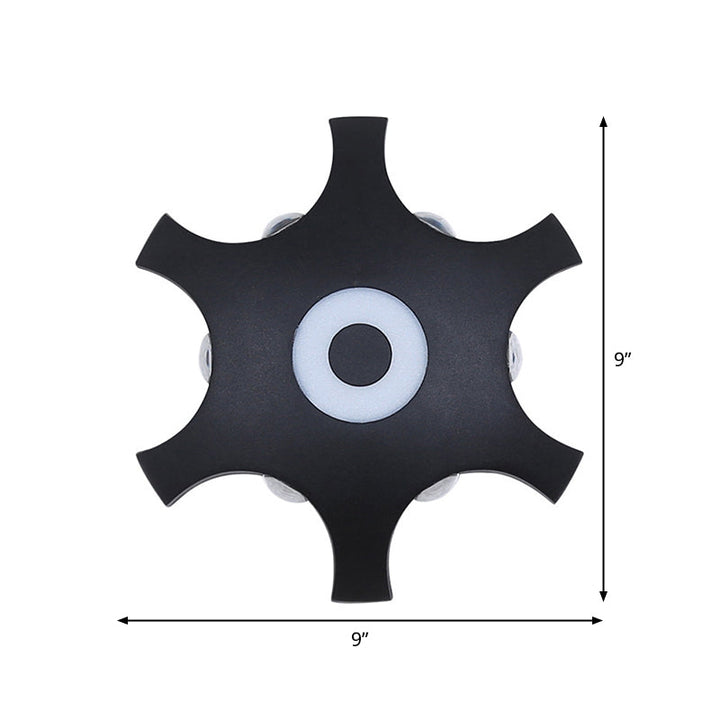 Lisslune | Snowflake Outdoor LED Wall Light Plastic 6-Bulb Modern Ceiling Light Wall Light in Black, Warm/White Light