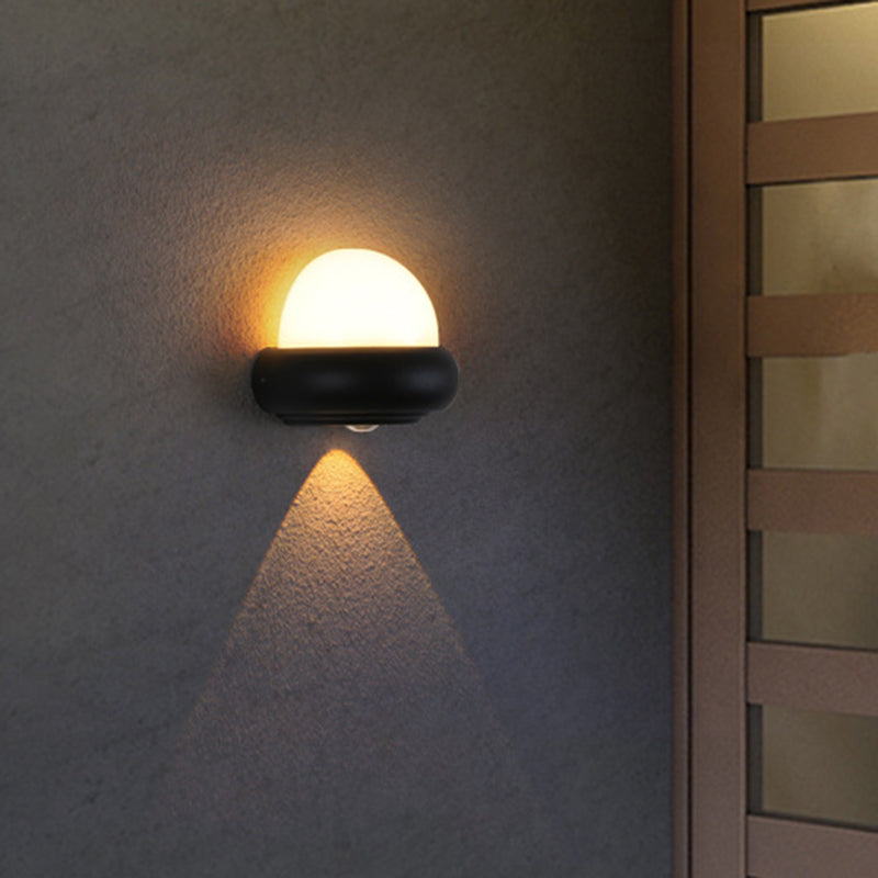 Lisslune | Plastic Ball Flush Wall Lamp Contemporary 1/2-Light Black Wall Lighting for Patio