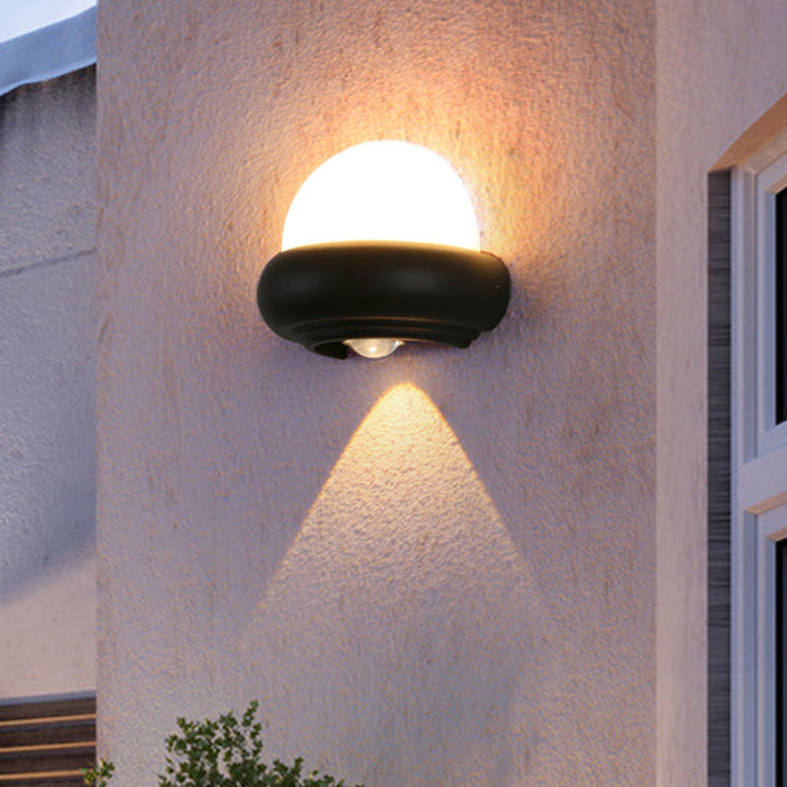 Lisslune | Plastic Ball Flush Wall Lamp Contemporary 1/2-Light Black Wall Lighting for Patio