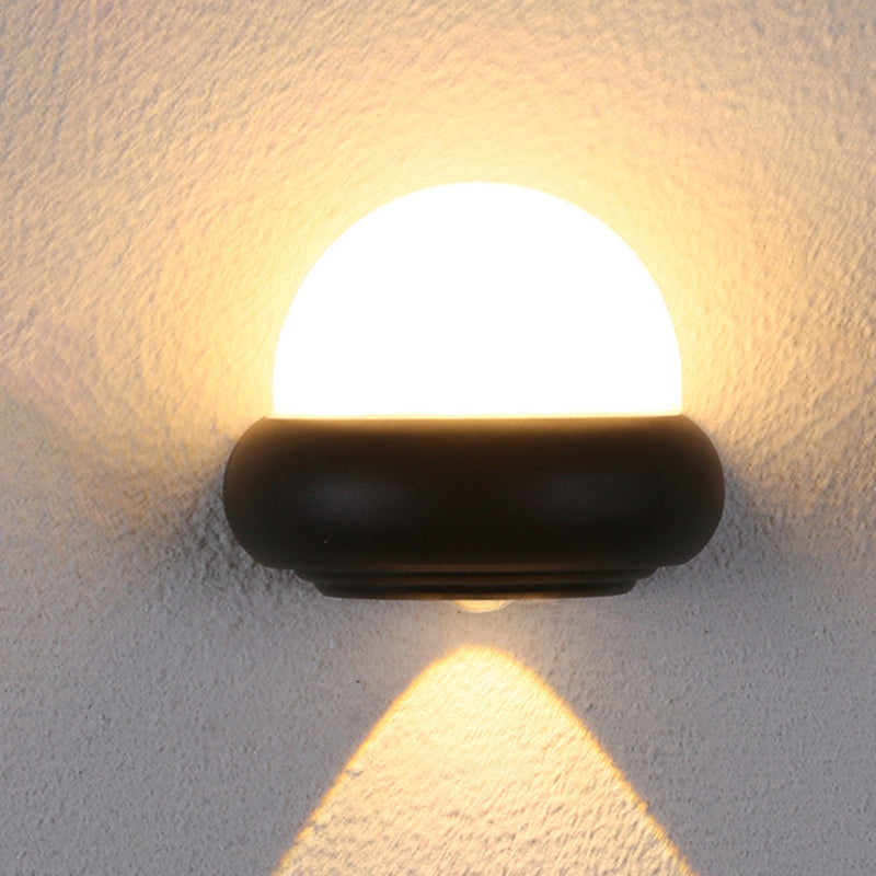 Lisslune | Plastic Ball Flush Wall Lamp Contemporary 1/2-Light Black Wall Lighting for Patio