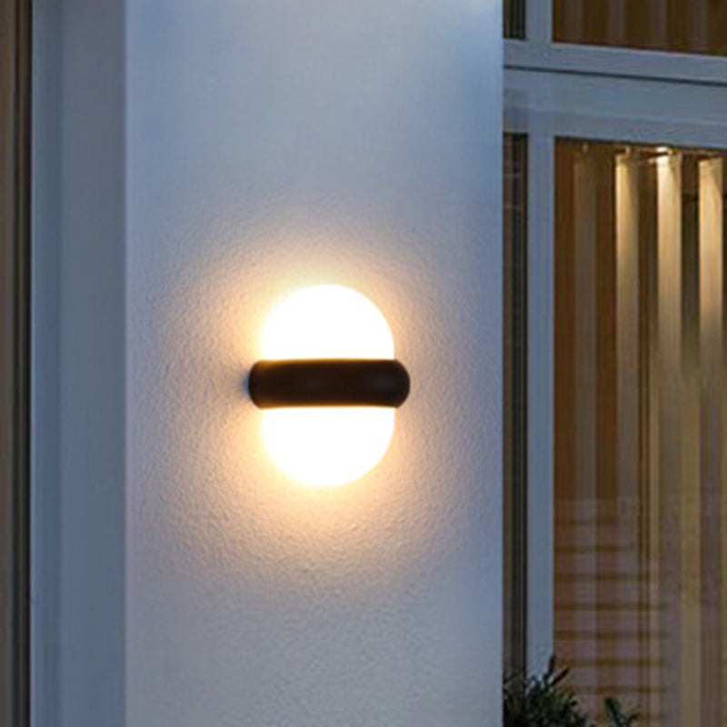 Lisslune | Plastic Ball Flush Wall Lamp Contemporary 1/2-Light Black Wall Lighting for Patio