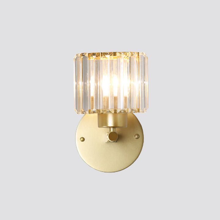 Lisslune | Postmodern 1 Head Wall Lamp Gold Cylindrical/Half Drum Wall Light with Prismatic Crystal Shade