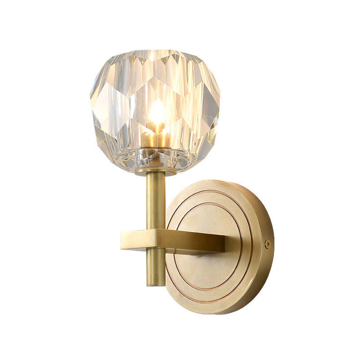 Lisslune | Cylinder/Ball-Shaped Wall Light Postmodern Water Glass/Cut Crystal 1 Bulb Gold Wall-Mounted Light for Living Room