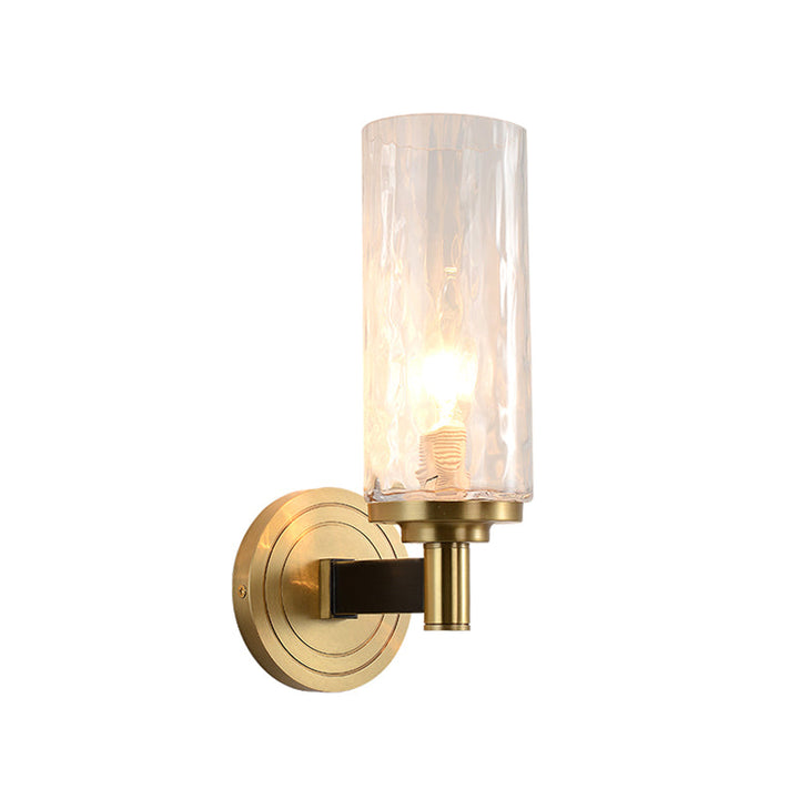 Lisslune | Cylinder/Ball-Shaped Wall Light Postmodern Water Glass/Cut Crystal 1 Bulb Gold Wall-Mounted Light for Living Room