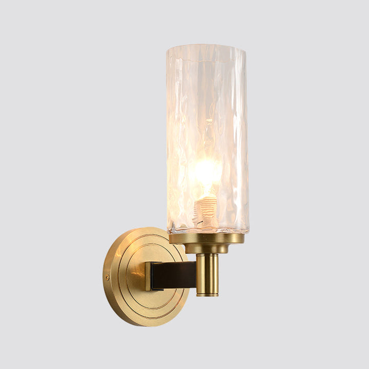Lisslune | Cylinder/Ball-Shaped Wall Light Postmodern Water Glass/Cut Crystal 1 Bulb Gold Wall-Mounted Light for Living Room