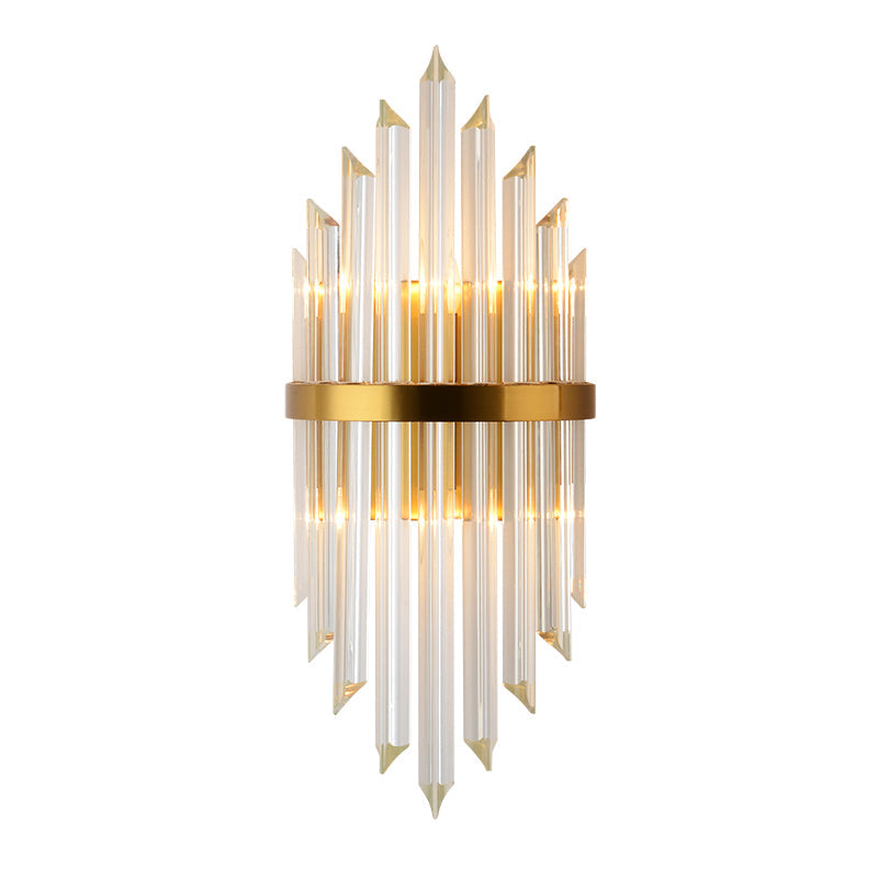 Lisslune | 1/2/3-Bulb Living Room Wall Light Modern Gold Wall Light with Flute/3-Tier/Cylinder Crystal Shade