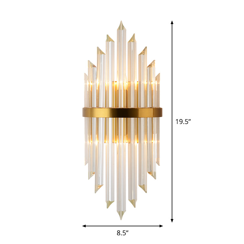 Lisslune | 1/2/3-Bulb Living Room Wall Light Modern Gold Wall Light with Flute/3-Tier/Cylinder Crystal Shade