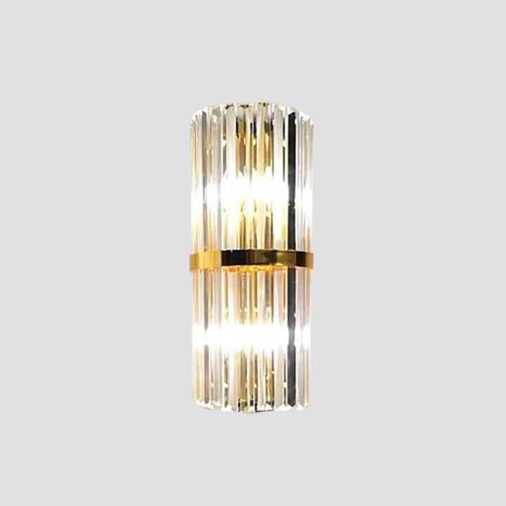 Lisslune | 1/2/3-Bulb Living Room Wall Light Modern Gold Wall Light with Flute/3-Tier/Cylinder Crystal Shade