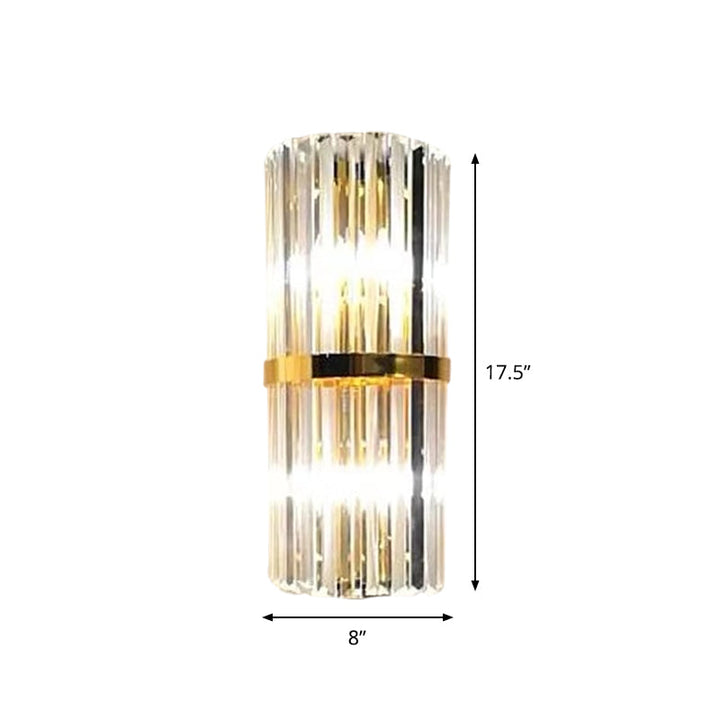 Lisslune | 1/2/3-Bulb Living Room Wall Light Modern Gold Wall Light with Flute/3-Tier/Cylinder Crystal Shade