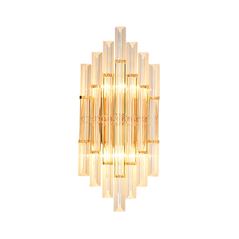Lisslune | 1/2/3-Bulb Living Room Wall Light Modern Gold Wall Light with Flute/3-Tier/Cylinder Crystal Shade