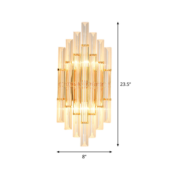 Lisslune | 1/2/3-Bulb Living Room Wall Light Modern Gold Wall Light with Flute/3-Tier/Cylinder Crystal Shade