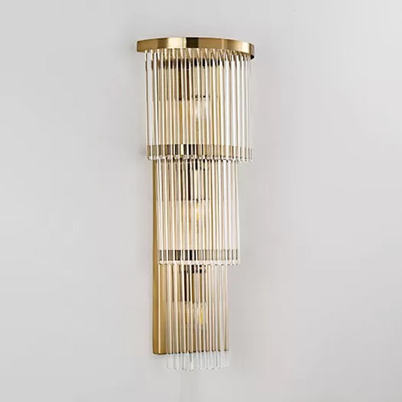 Lisslune | Postmodern 2/3-stage/Triangular Wall Lamp Crystal 1/3-Light Nightstand Ceiling Light in Gold