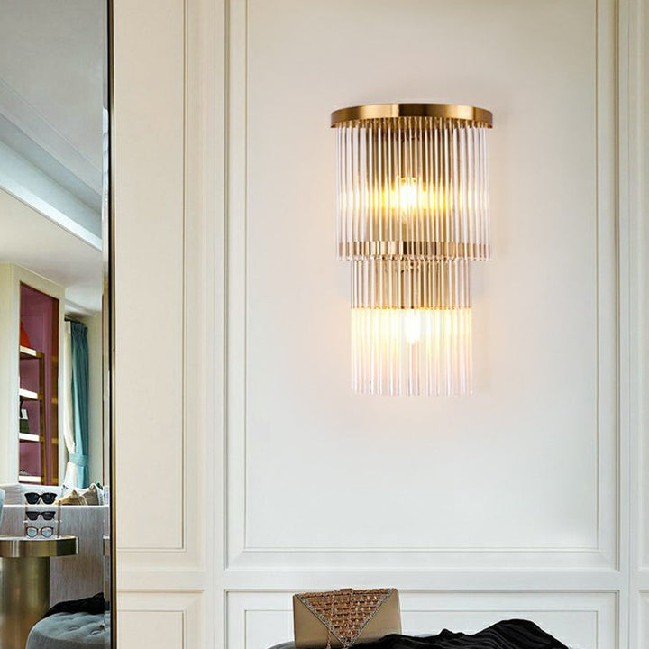Lisslune | Postmodern 2/3-stage/Triangular Wall Lamp Crystal 1/3-Light Nightstand Ceiling Light in Gold