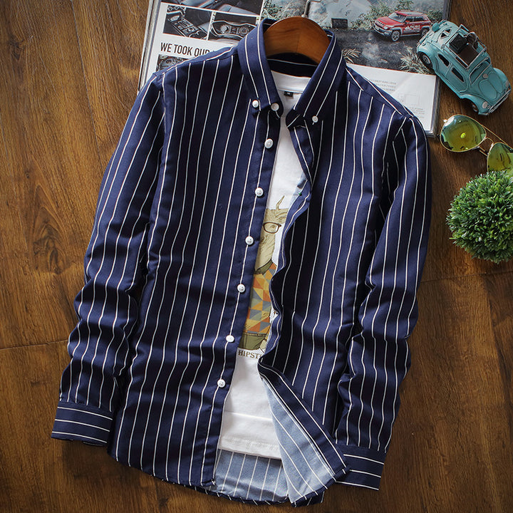 Men's stylish long sleeve shirt with fine stripes Lisslune