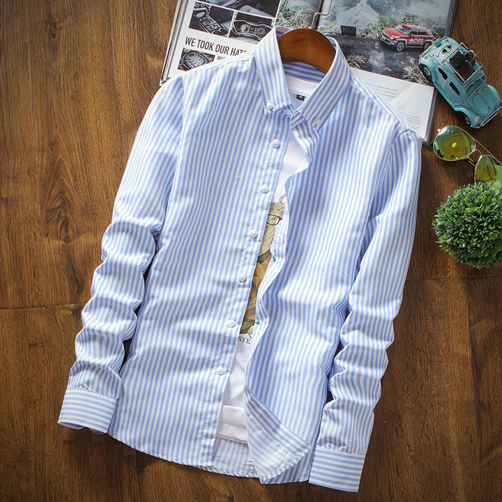 Men's stylish long sleeve shirt with fine stripes Lisslune