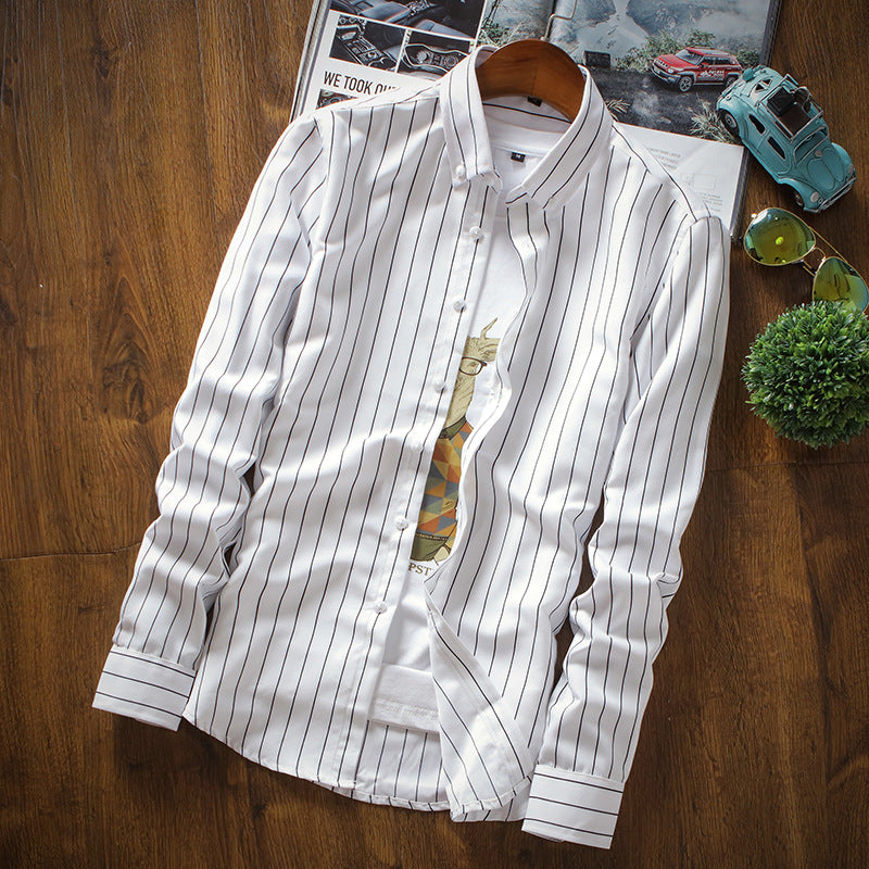 Men's stylish long sleeve shirt with fine stripes Lisslune